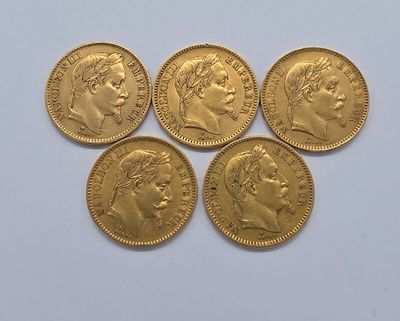 cinq souverains d'or de l'Empire britannique