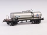 a toy train car with a tank on the side of it
