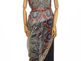 an image of a mannequin dressed in a multicolored dress