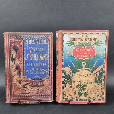 pair of antique french books with decorative cover and decorative decoration