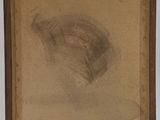 a drawing of a horse ' s head in a frame on a wall