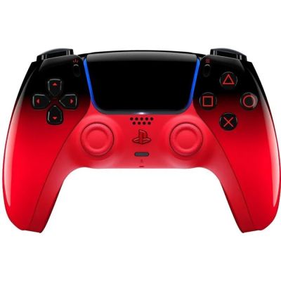 un gros plan d'une manette rouge sur fond blanc
