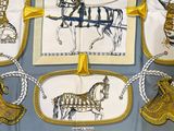 a picture of a scarf with a picture of a horse drawn on it