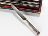 silverware in a box with a knife on top of it