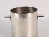 stainless steel pot with handle on a white background