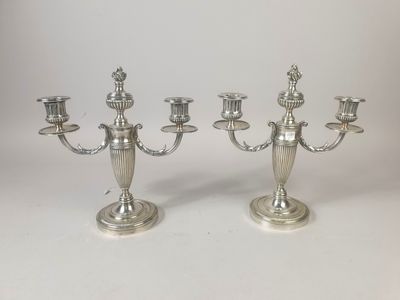 pair of silver plated candelabs