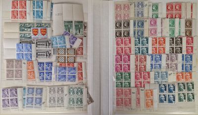 many different stamps on the wall in this room