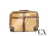 une image représentant une valise marron et beige sur fond blanc