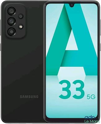 Smartphone Samsung A33 5G équipé d'un appareil photo arrière de 32 Mpx et d'un appareil photo arrière de 32 Mpx