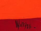 an orange and red painting with the word helligy written on it