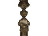 candlesticks are made of metal and have a gold patt finish