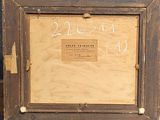 an old picture of a wooden frame with writing on it