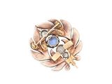 a picture of a brooch with a blue stone in it