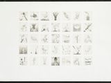 a black and white photo of a picture of a bunch of drawings