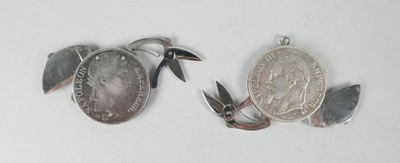deux pièces de monnaie et une paire de ciseaux posés sur une surface blanche