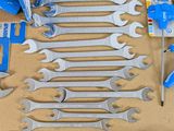 a lot of tools that are laying out on the table