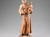an image of a wooden statue of a man holding a child