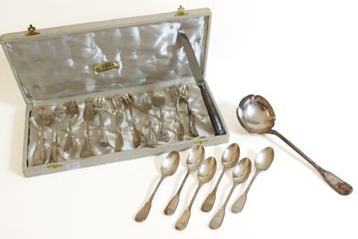 a silver case with spoons and spoons in it