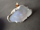 a small white shell with a pearl in it on a table