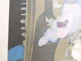 a picture of a painting of a dog and a piano