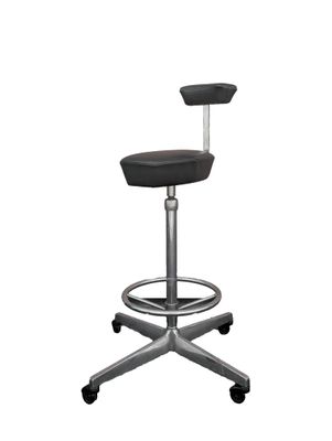 an image of a black stool sitting on top of a metal base