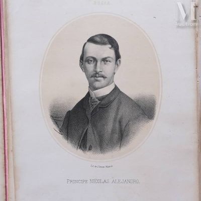 portrait of a man in a suit and bow tie in an old book