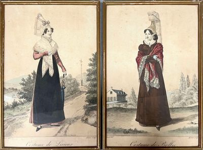 LANTE et GATINE (XIXeme). Lot de deux gravures en couleur : …