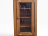an image of a wooden cabinet with glass doors