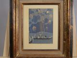 a picture of a painting on a easel in a room