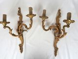 pair of antique brass wall sconces with candle holders
