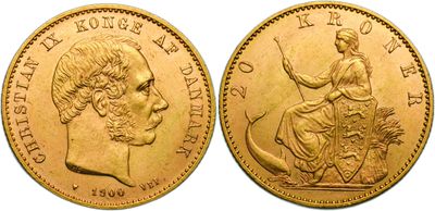 une pièce d'or « sovereign » représentant une femme à cheval