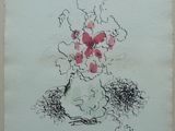 un dessin représentant un vase avec des fleurs à l'intérieur
