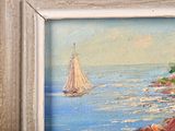 a picture of a painting of a sailboat on the water