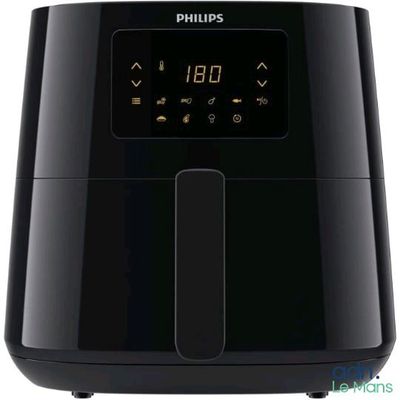 the philips air fryer is black and has a digital display