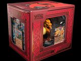 une boîte rouge avec un canard jaune à l'intérieur