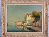 an image of a painting of a city by the water