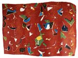 une image représentant un morceau de tissu orné de cerfs-volants et d'autres motifs