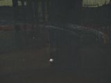a bird that is standing in the water by a fence