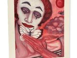 an image of a painting of a woman holding a piece of food