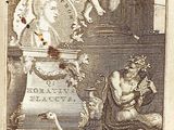 an old book with a picture of a woman and two swans