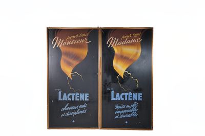two posters of latene and latene are hanging on a wall