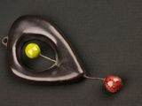 an image of a piece of chocolate with a green apple on it