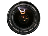 a close up of a camera lens on a white background