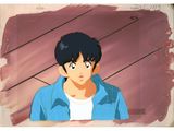 a cartoon of a man in a blue shirt and white shirt