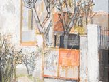 an image of a painting of a house with a tree in the yard