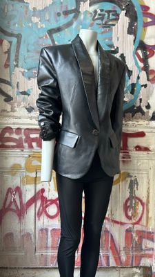 Blazer T.38 A.VAUTHIER Oversize Cuir Noir Neuf avec étiquette - Photo 1