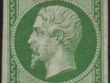 a green stamp with an image of a man in profile