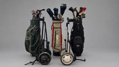 trois types différents de sacs de golf et un chariot