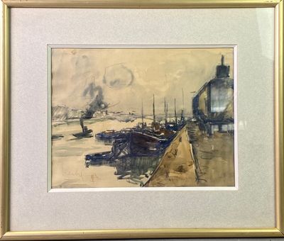 une image d'une peinture de bateaux sur l'eau