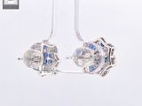 pair of blue and white crystal earrings hanging from a silver chain